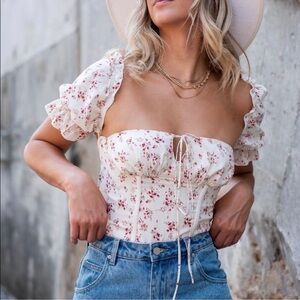 Byegreis Floral Corset Top